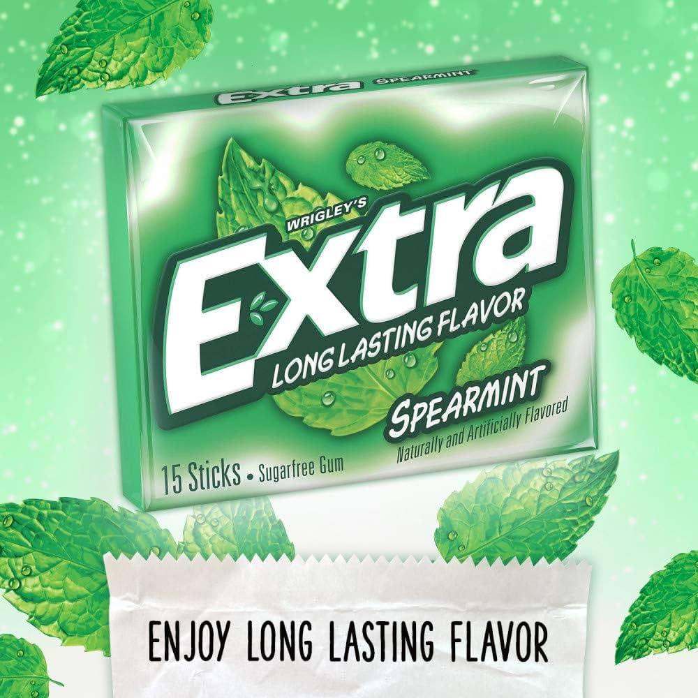 Generic Wrigley\'s Extra Long Lasting Sugar Free Chewing Gum Spearmint Flavour 81g (Pack of 2)