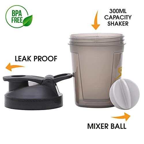 LEOPARD NUTRITION LEOPARD NUTRITION Gym Shaker/Sipper Bottle 400 ml, 100% Leakproof Guarantee, Ideal for Protein shake, Pre workout and BCAAs, BPA Free Material (Black Mini Shaker 300ml)