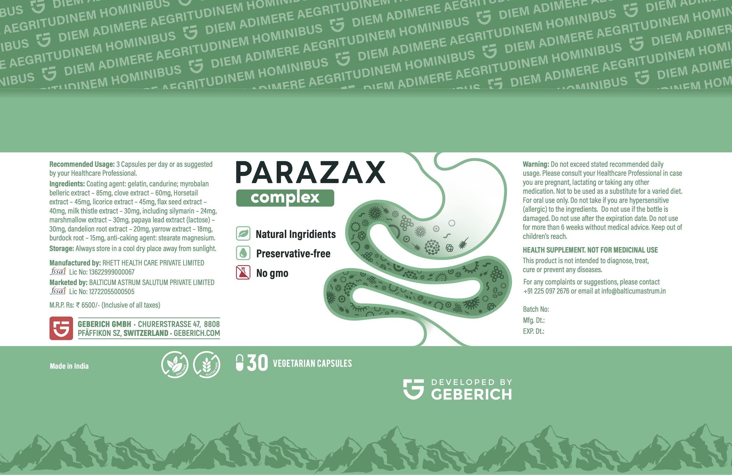Generic Parazax Complex: Natural herbal complex for overall Gut Health | No Preservatives, No Added Sugar | Vegan