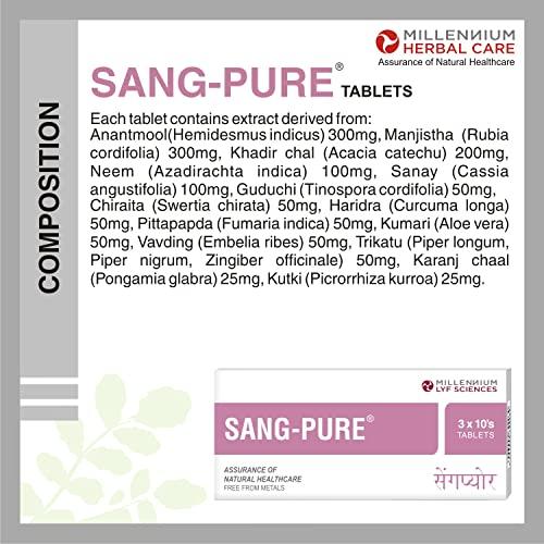 Millennium Herbal Care Millennium Herbal Care SANG-PURE Tablets | Ayurvedic Herbal Supplement to Control Acne, Hyper-pigmentation & Promote Beauty from Within | 120 Tablets