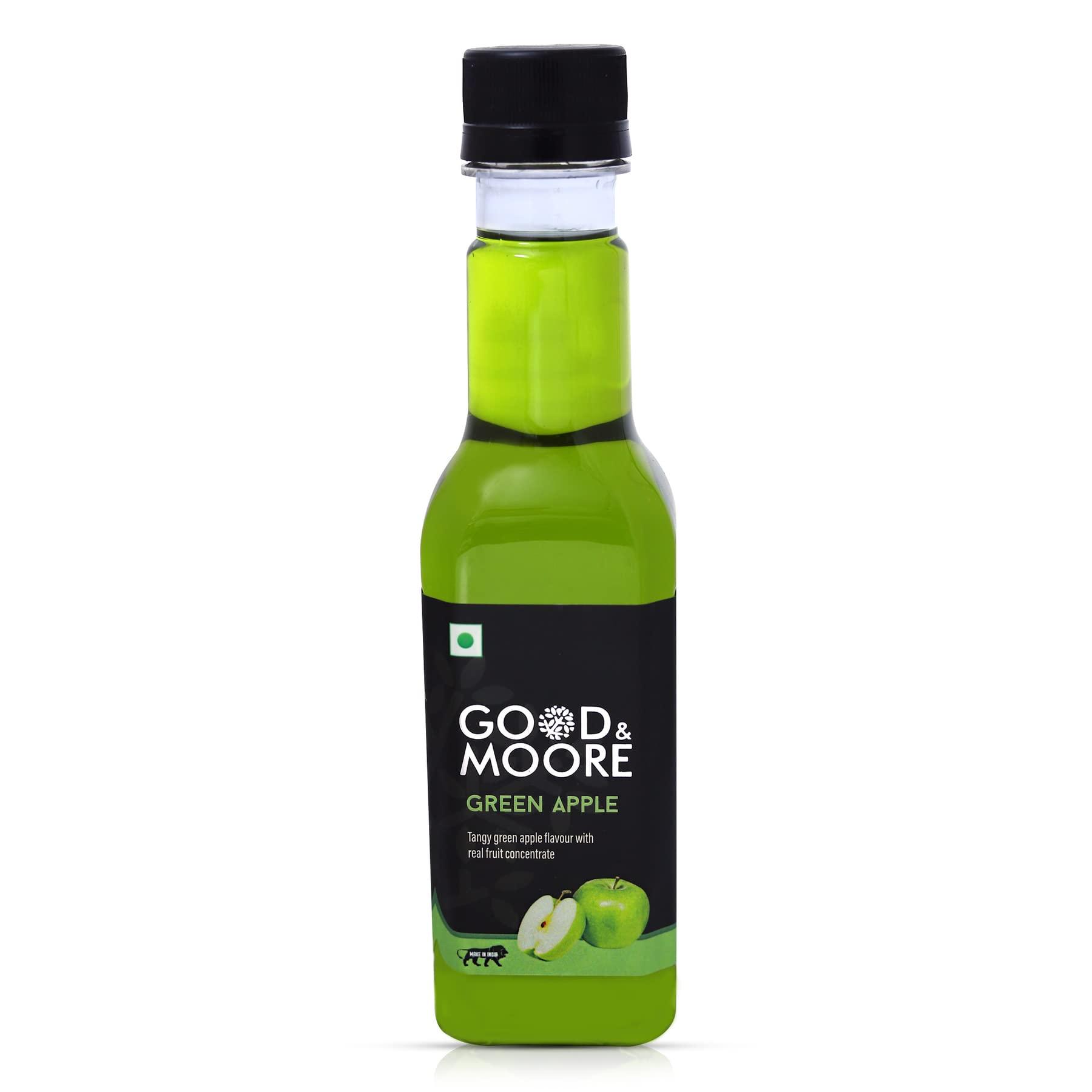GOOD+MOORE GOOD&MOORE Green Apple Syrup | For Cocktails, Mocktails, Sodas, Ice-teas, Juices, Beverages and more | Concentrated Syrup | Ready to mix | Mixer | Premium Syrup | 250ml