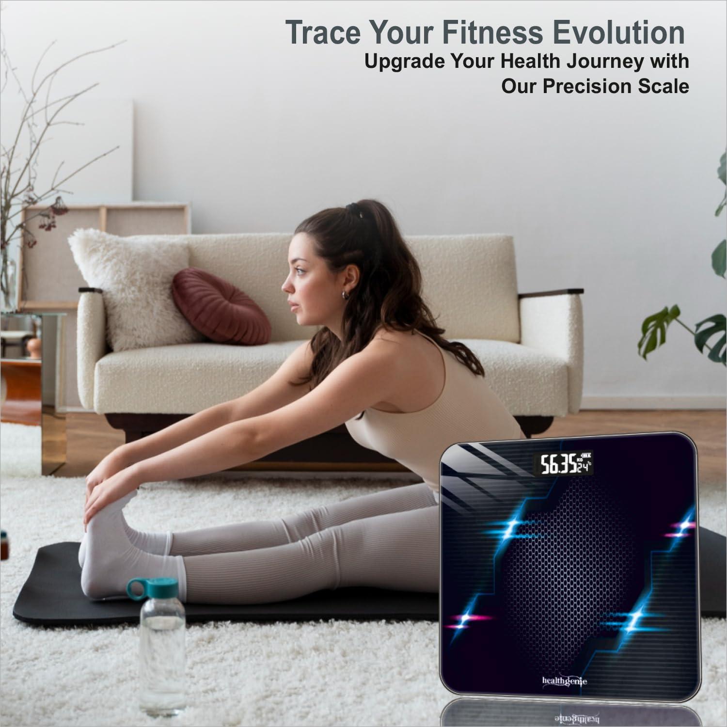 Healthgenie Healthgenie Weight Machine for Body Weight Thick Tempered Glass LCD Display With 3 Years Warranty Weighing Scale Thunder Hives