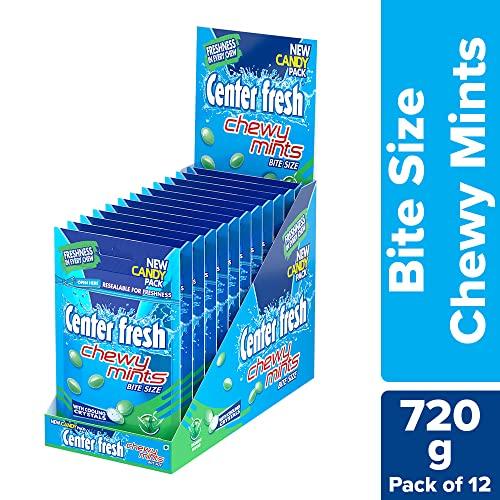 Center Fresh Center Fresh Mint, Chewy Mints, Spearmint Flavour Candy Pouch, 720 g-Pack of 12