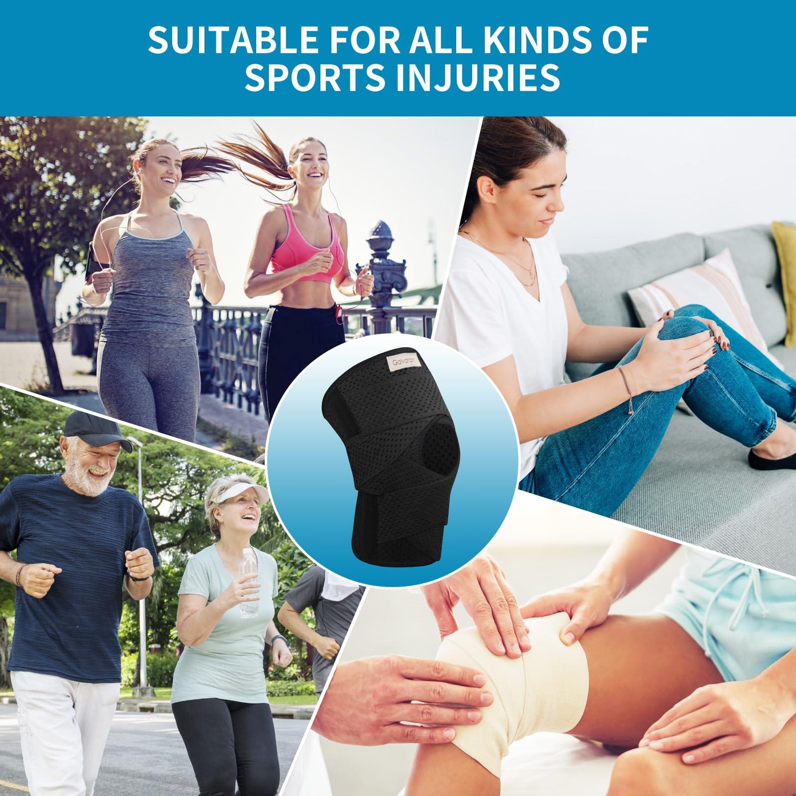 Galvaran Galvaran Knee Brace with Side Stabilizers for Meniscal Tear Knee Pain ACL MCL Arthritis Injuries Recovery, Breathable Adjustable Knee Support for Men and Women