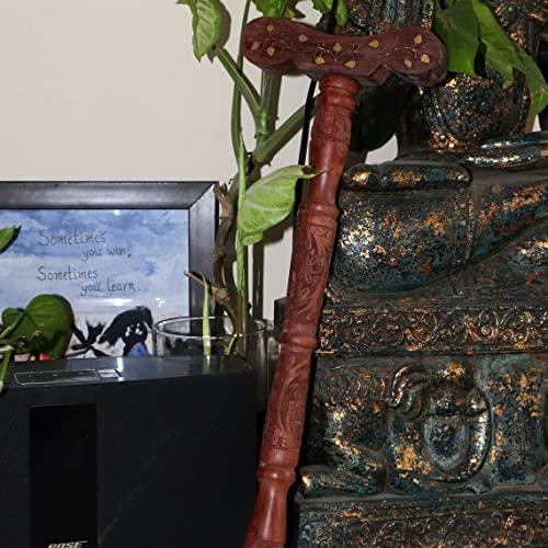 Wooden Cave Wooden Cave Wooden T-shaped Yoga Danda Meditation Stick for Improved Breath flow in Nostrils and for Yoga Practices