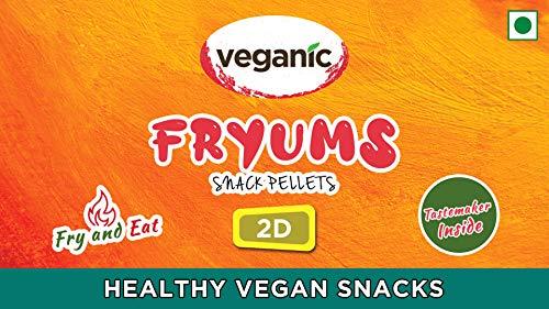 Veganic Fryums Snacks Chips | Ready to Fry | Oval Shape Crunchy Fryum by Veganic | 3D Fryums Snack Pellets | Tastemaker Inside| Papad Chips | Fry Or Microwave | 250 gm | Vegetarian Tasty Healthy Snacks