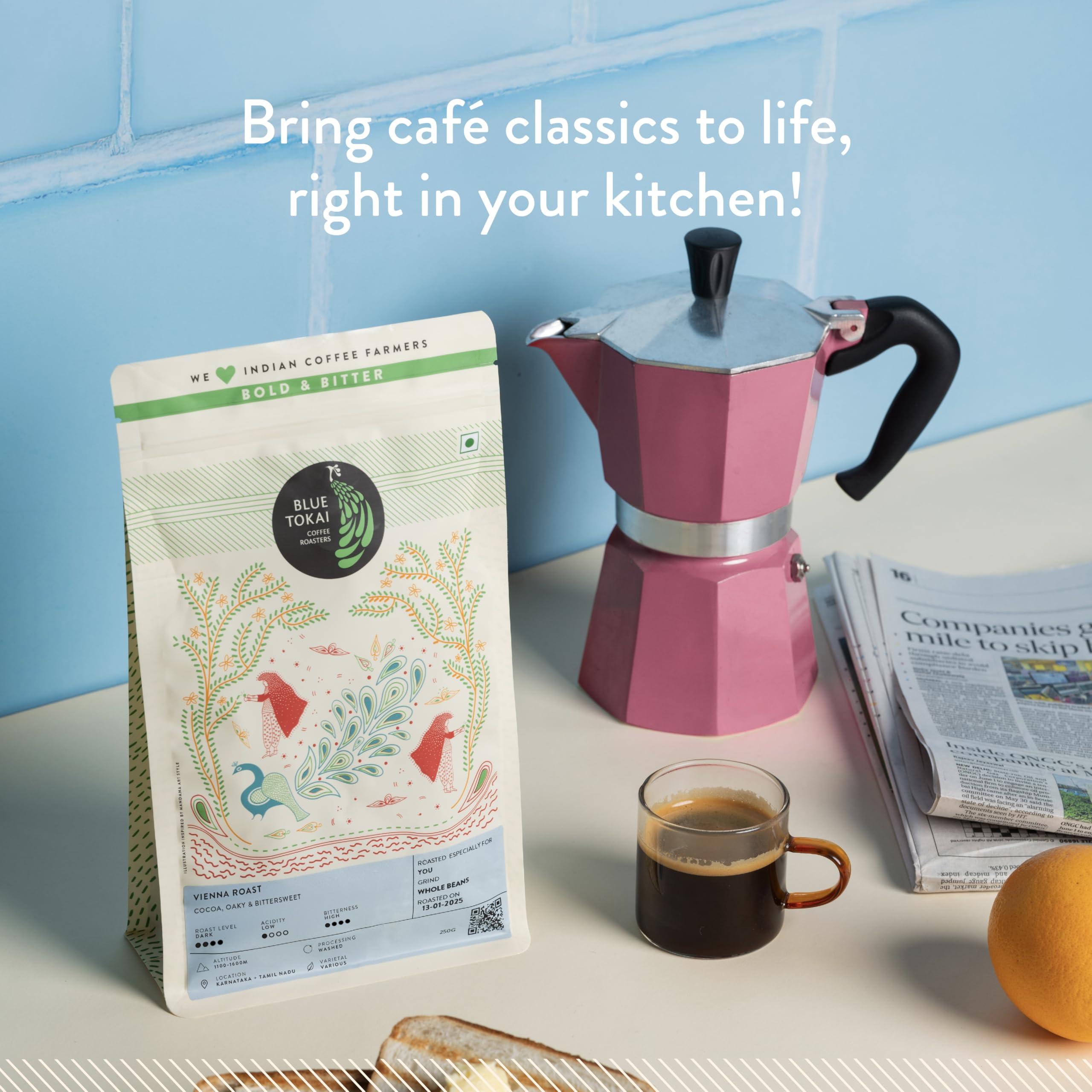 Blue Tokai Coffee Roasters Blue Tokai Coffee Roasters Vienna Roast - Dark Roast (Home Espresso Grind) 1Kg | Made With 100% Specialty Grade Arabica Freshly Roasted Ground Coffee, Bag