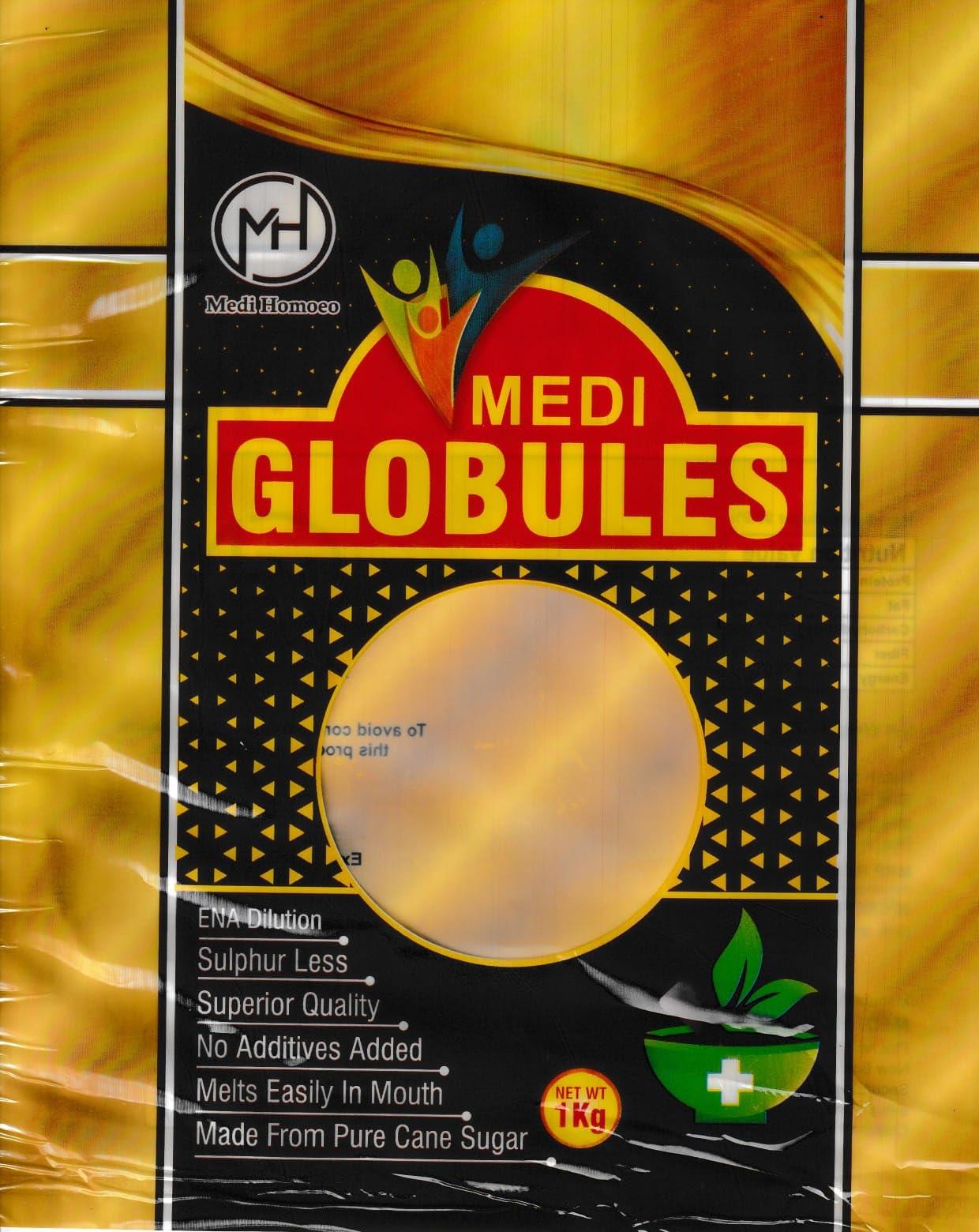 Medi Homoeo Medi Homoeo Sugar Globules Blank Pellets Plain Pills Pack of 1kg - 10 Size Sugar Globules Sulphur Less No For Homeopathic Medicine