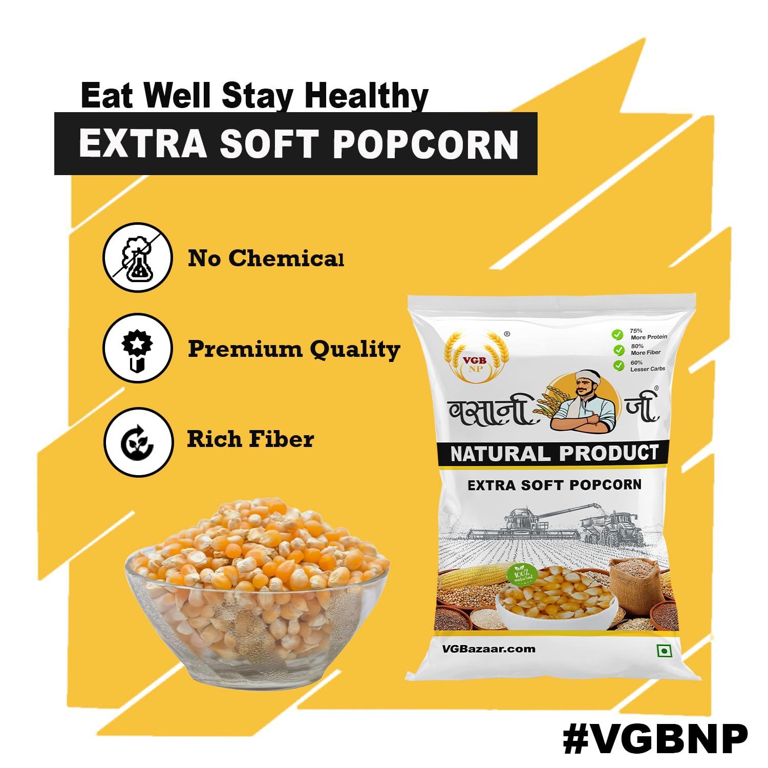 VGBNP VGBNP Popcorn Seeds & 100% Popping Kernels - Popcorn kernels soft, Popcorn Maize, Corn Kernels, Pop-Corn makka (Makai)- 5kg