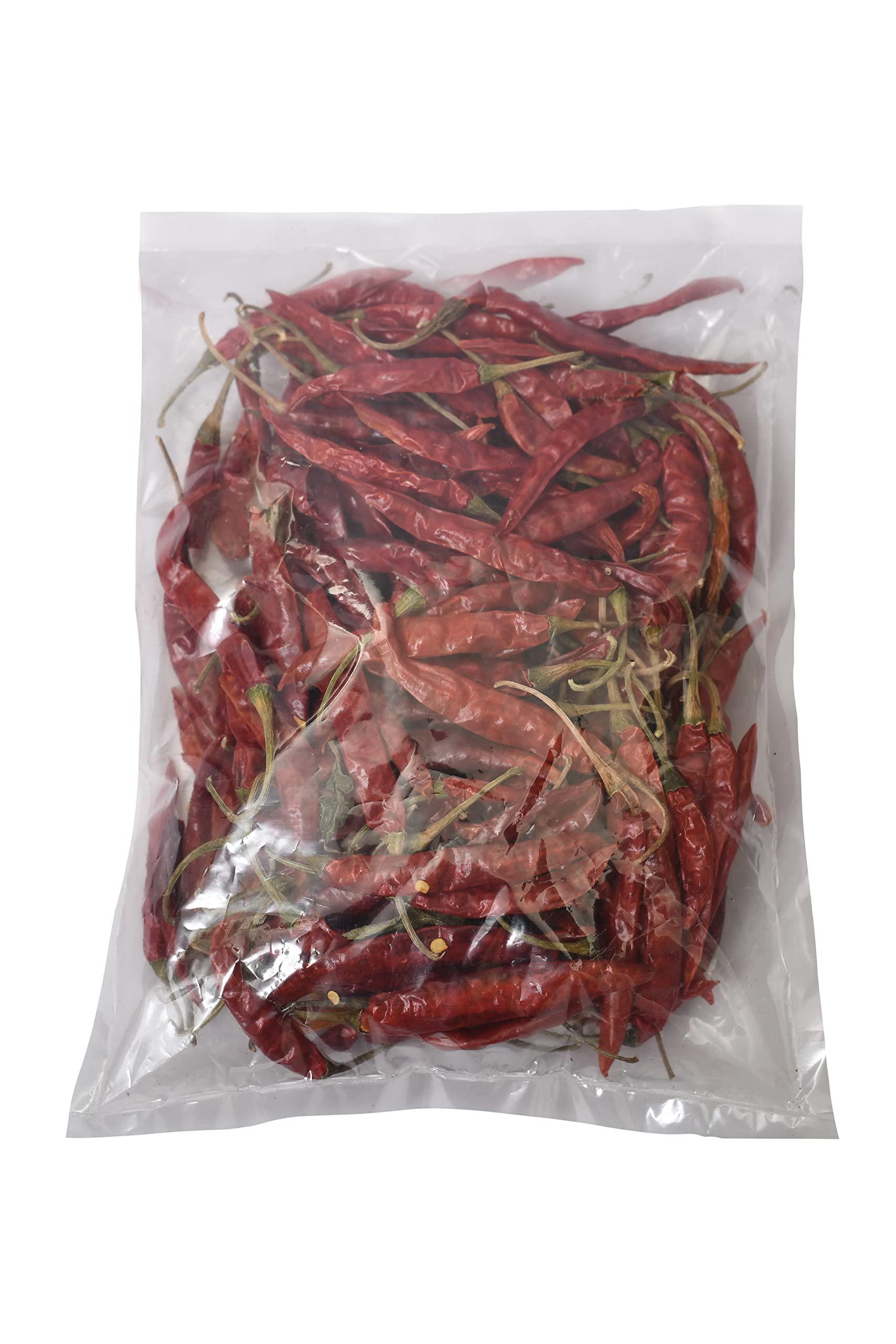 GOLDEN RESOURCES Golden Resources_RED CHILLI STICKS|SABUT LAAL MIRCH| Dry Red Chilli I Teja Chilli I Dry Red Teja Mirch with Stem| Quantity- 500 GM