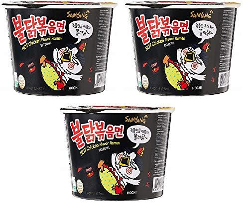 Sam Yang Samyang Big Bowl Stir Fried Hot Chicken Flavour Raman Cup Noodle, 105mg*3 Pack (Pack of 3) (Imported)