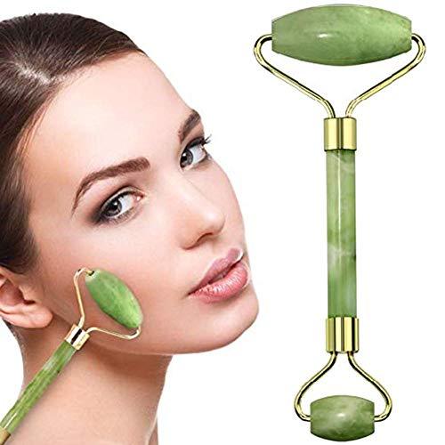 Generic Live4better Marble Jade roller Face Massager Double Rollers Antiaging Face Eye Neck Foot Massage Tool Stimulating Blood Flow (Green)