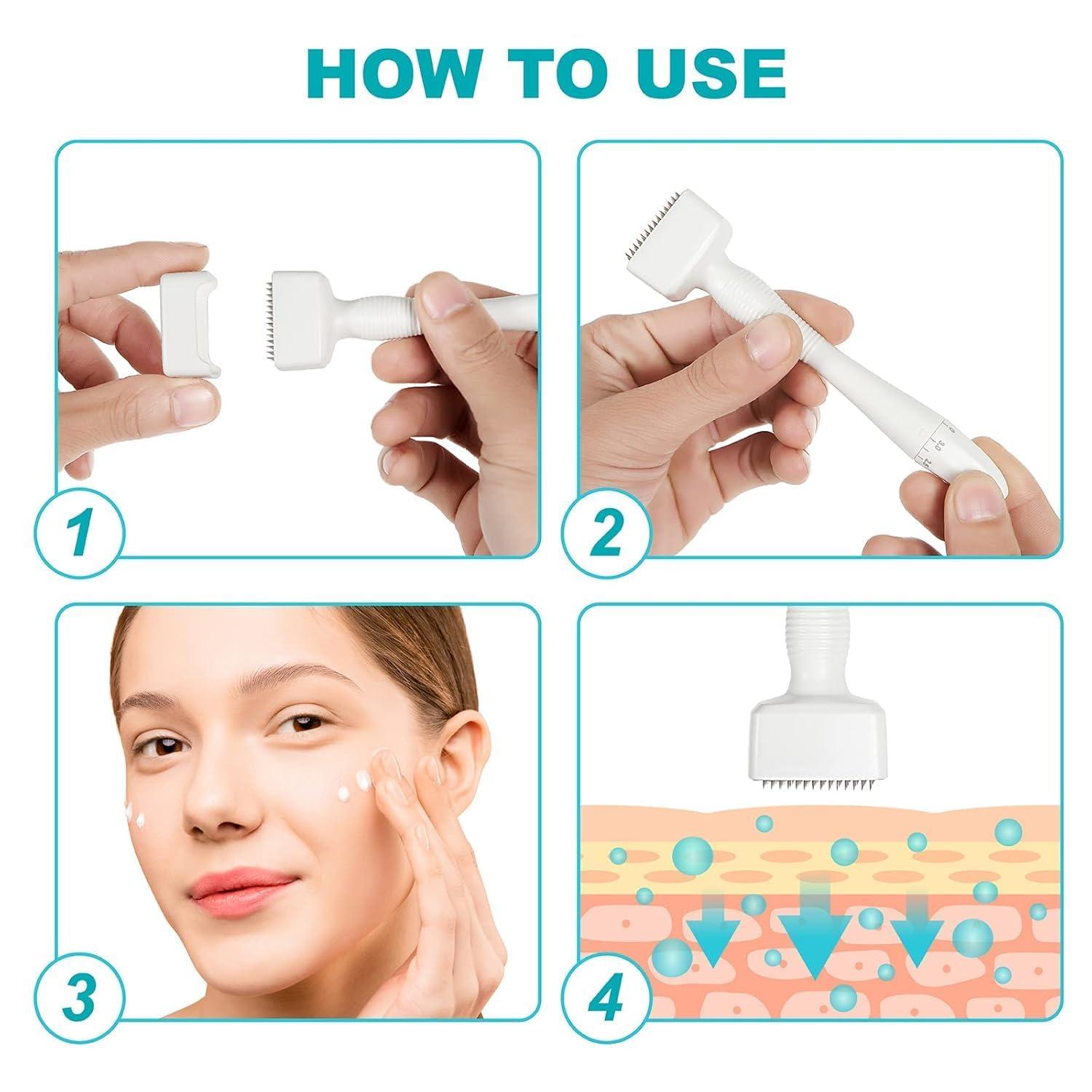 DUNGRANI ENTERPRISE Derma Stamp Adjustable Pen 0mm - 3mm,140 A Titanium micro needles I Amazing Professional Microneedling Pen for Skin Repair, Face, Hair & Beard Growth (Derma Stamp)