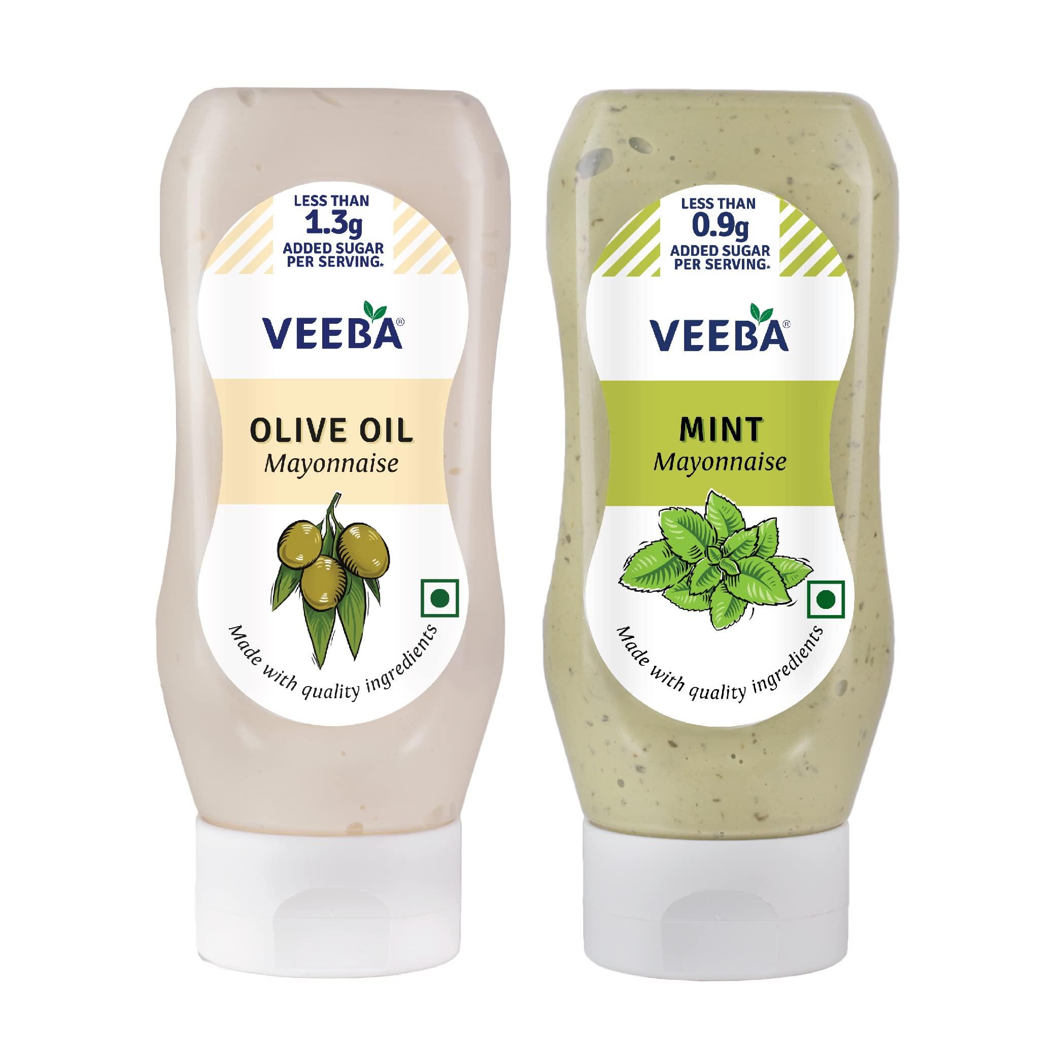 VEEBA Veeba Olive Oil Mayonnaise, 300g and Mint Mayonnaise, 300g - Pack of 2