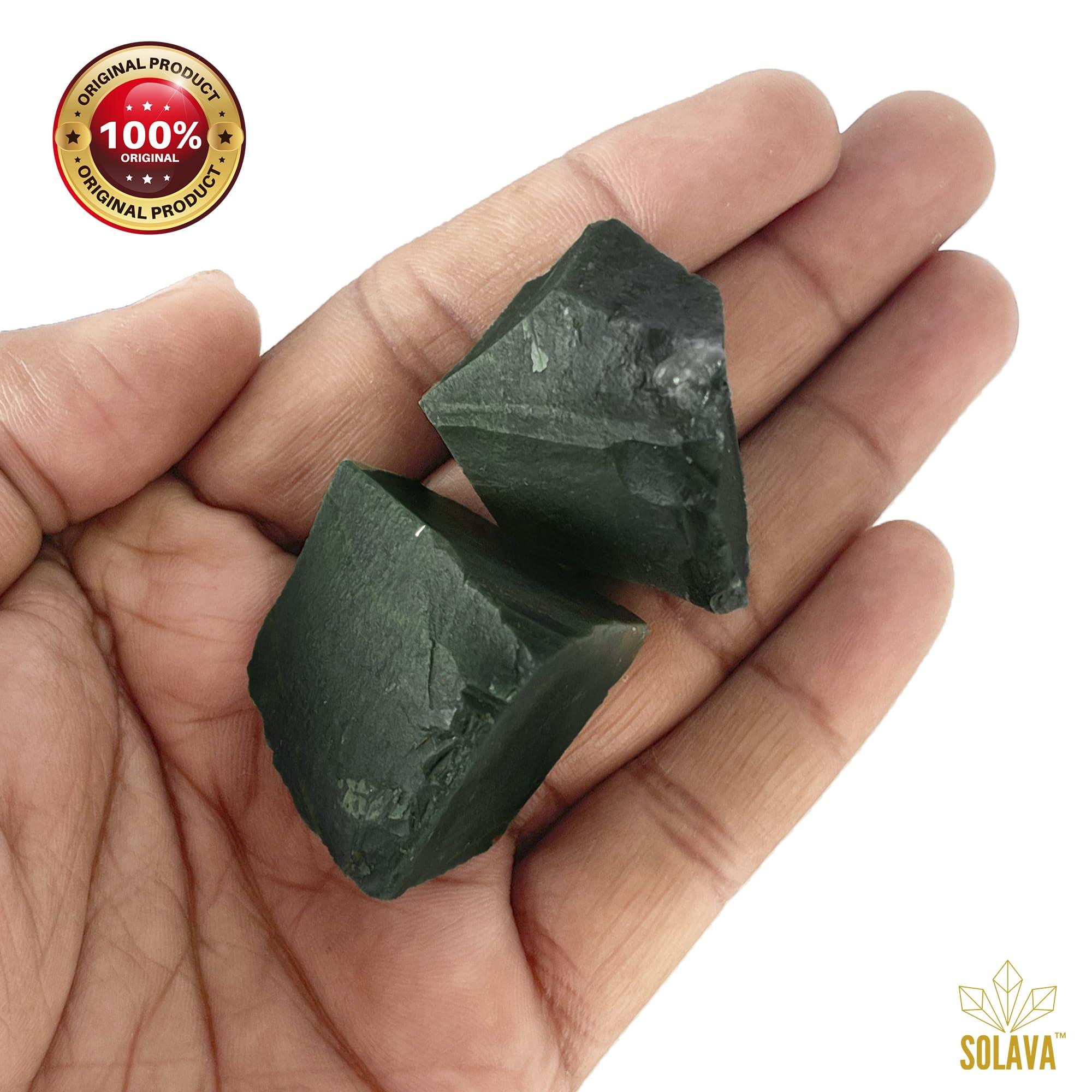 SOLAVA Raw Green Jade Stone Original Certified Green Jade Crystal for Good luck, Peace, Abundance, Reiki Healing, Chakra Healing, and Positive Energy 2 Pieces