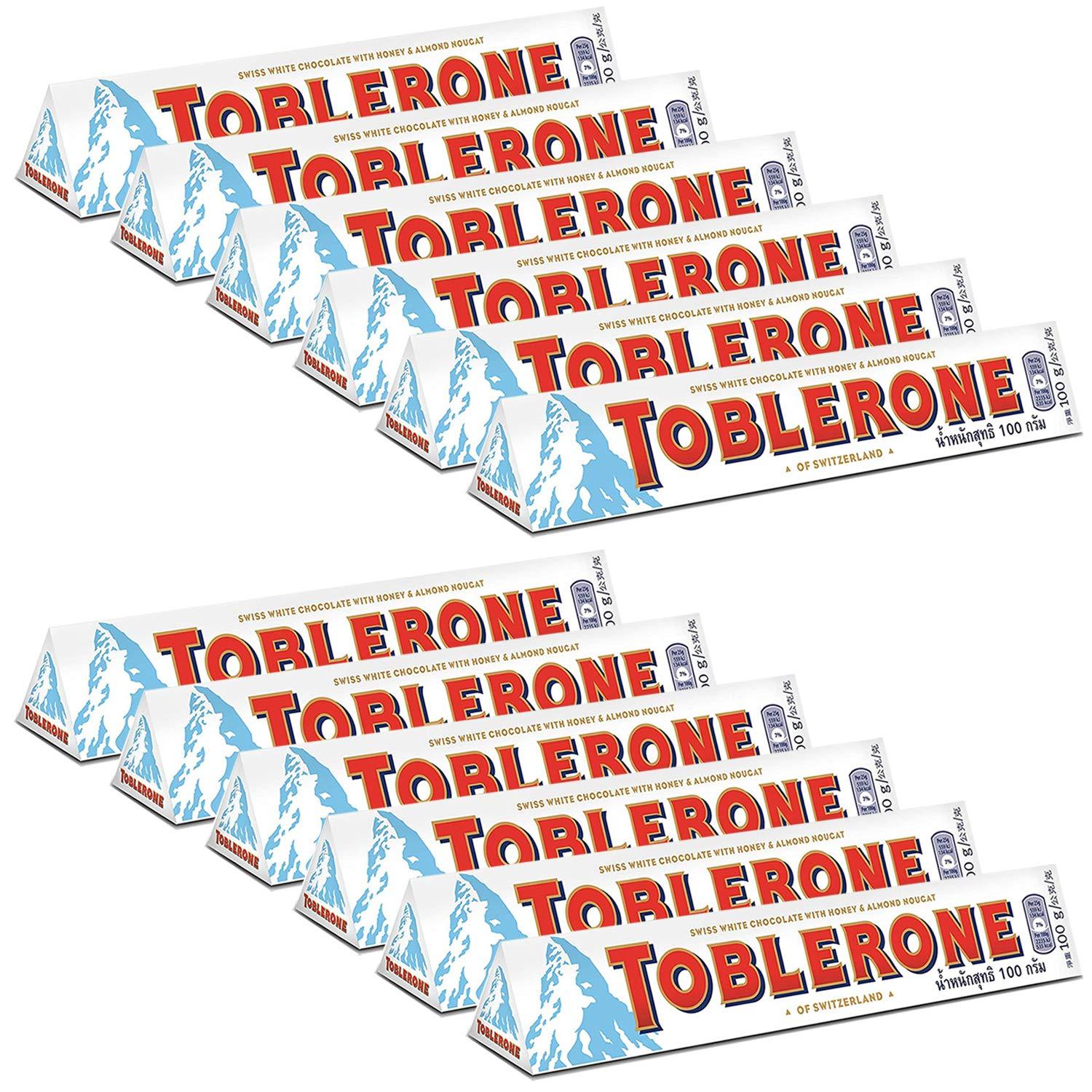 Toblerone Toblerone of Switzerland White Chocolate with Honey and Almond Nougat - 12 Pack, 12 X 100 g