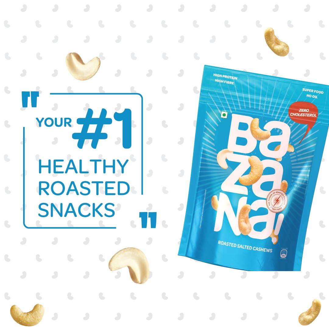 Bazana Bazana Roasted Salted Cashews (175g) - Protein-Packed, Fiber-Enriched, Healthy Fats | Elevate Your Snacking Experience with an Immunity Boost | Perfect for Vegetarians and Keto Enthusiasts
