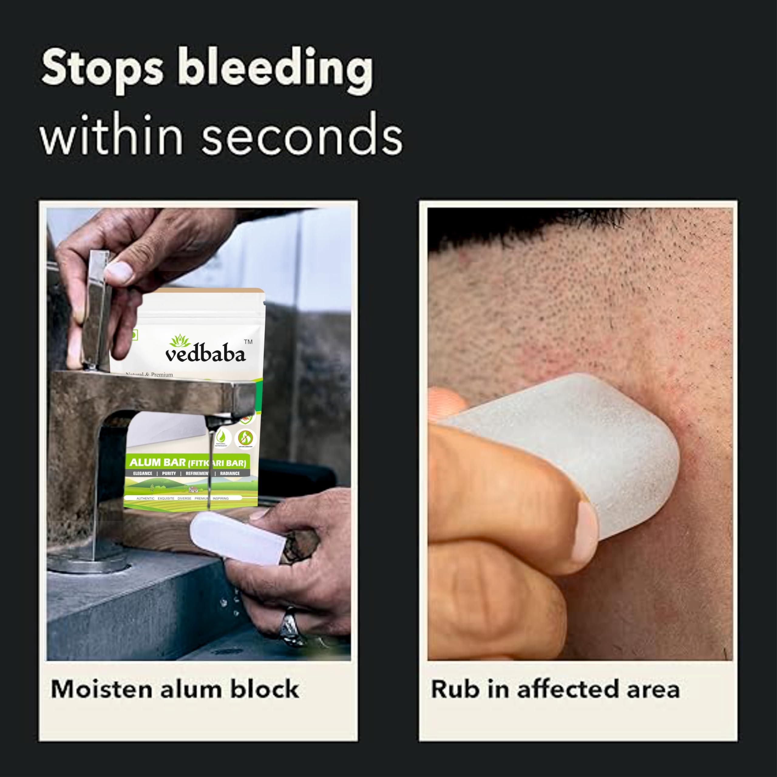 Ved Baba Ved Baba Shaving Alum Bar - 100g | Alum Block | Fitkari Stone Bar | Phitkari Alum Stone For Face, Underarms, Skin Tightening, After Shaving, Water Purification