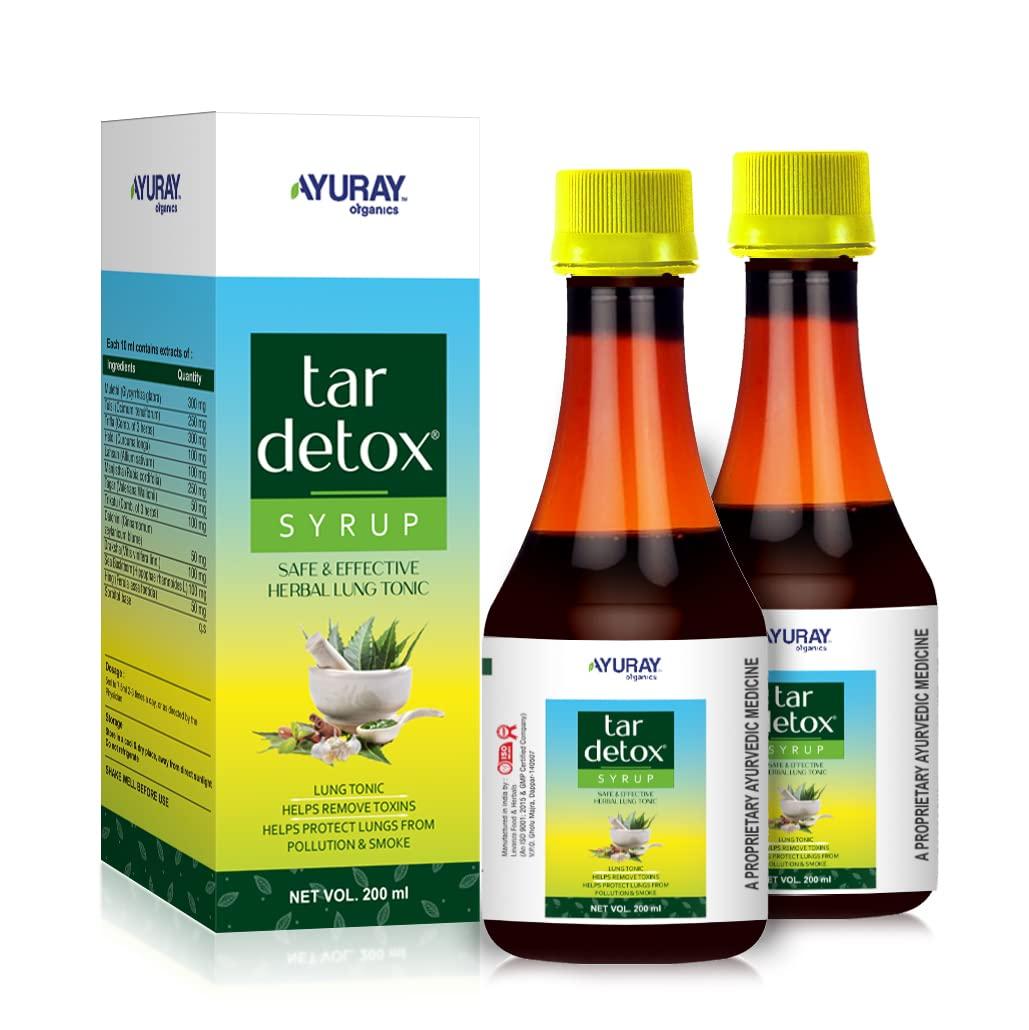 TARDETOX Tardetox Lung Tonic - Pack of 2 | 100% Ayurvedic Lungs Detox Tonic, with Mulethi, Tulsi & Natural Plant Extracts | Removes the toxins and protects your lungs | 200 ml Syrup