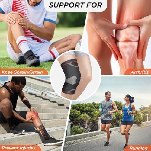 Vissco Vissco Patella & Ligament Assisted Knee Support with Silicone Pressure Pad, Pain Relief, Knee Injury Braces for Walking, Running, Gym, Workout, Weightlifting (Single) - XXL (Black)
