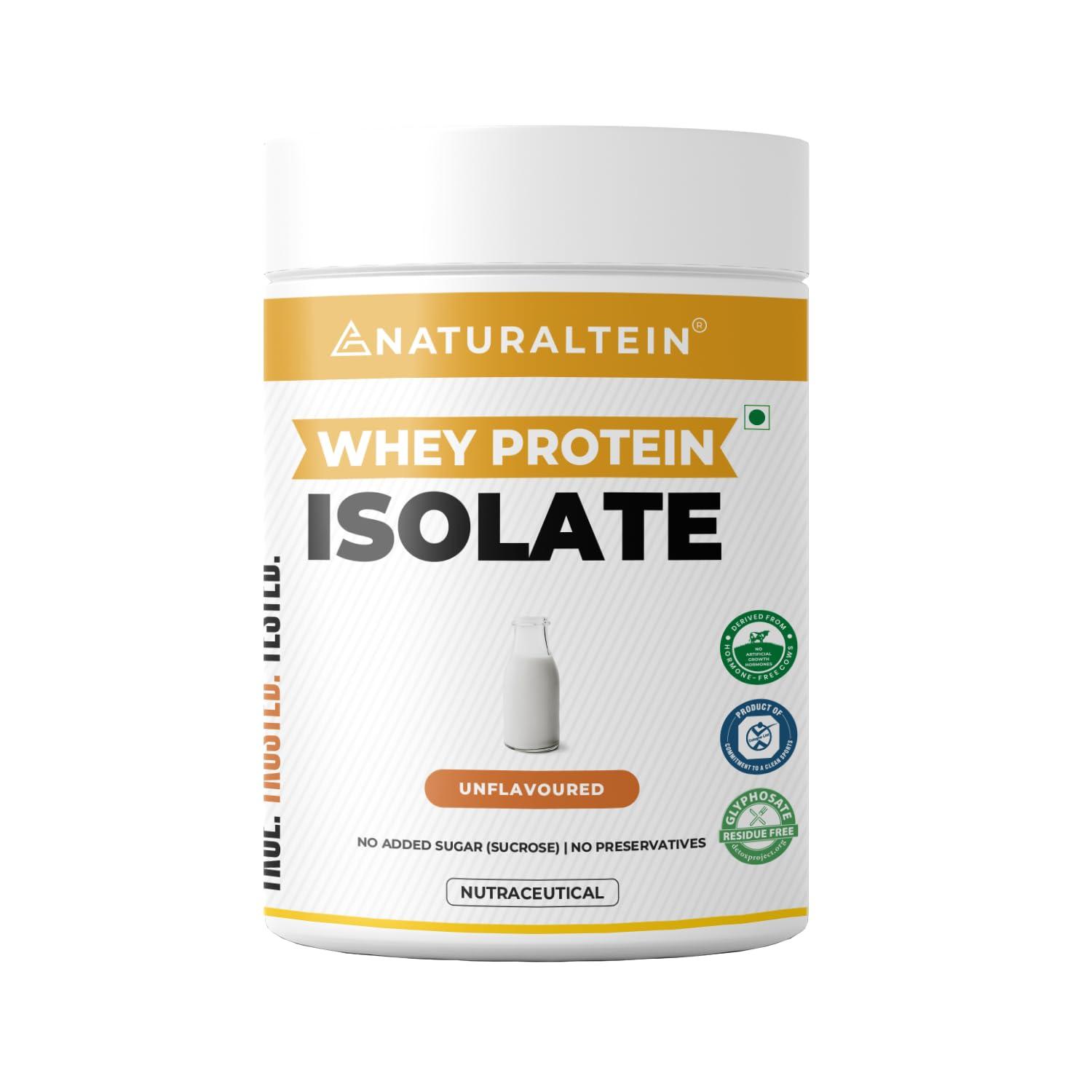 NATURALTEIN NATURALTEIN Natural Whey Protein Isolate Unflavoured - 300g (Naturally flavored, Non GMO, No Artificial Sweeteners)