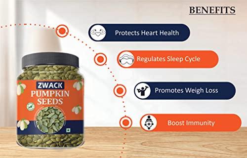 ZWACK ZWACK Organic Healthy Seeds, Superfood Fresh Nutritious Edible Seeds for Eating. Pumpkin Seed for Eating Rich Source of Omega 3, Protein, Vitamin & Minerals Kaddu Ke Beej (Pumpkin Seeds, 1 Kg)