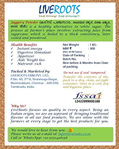 LIVEROOTS LIVEROOTS™ Natural and Pure Jaggery Powder 1Kg | Country Sugar | Nattu Sakkarai | Sarkkara Peati | Bellada Pudi | Taad ka gud