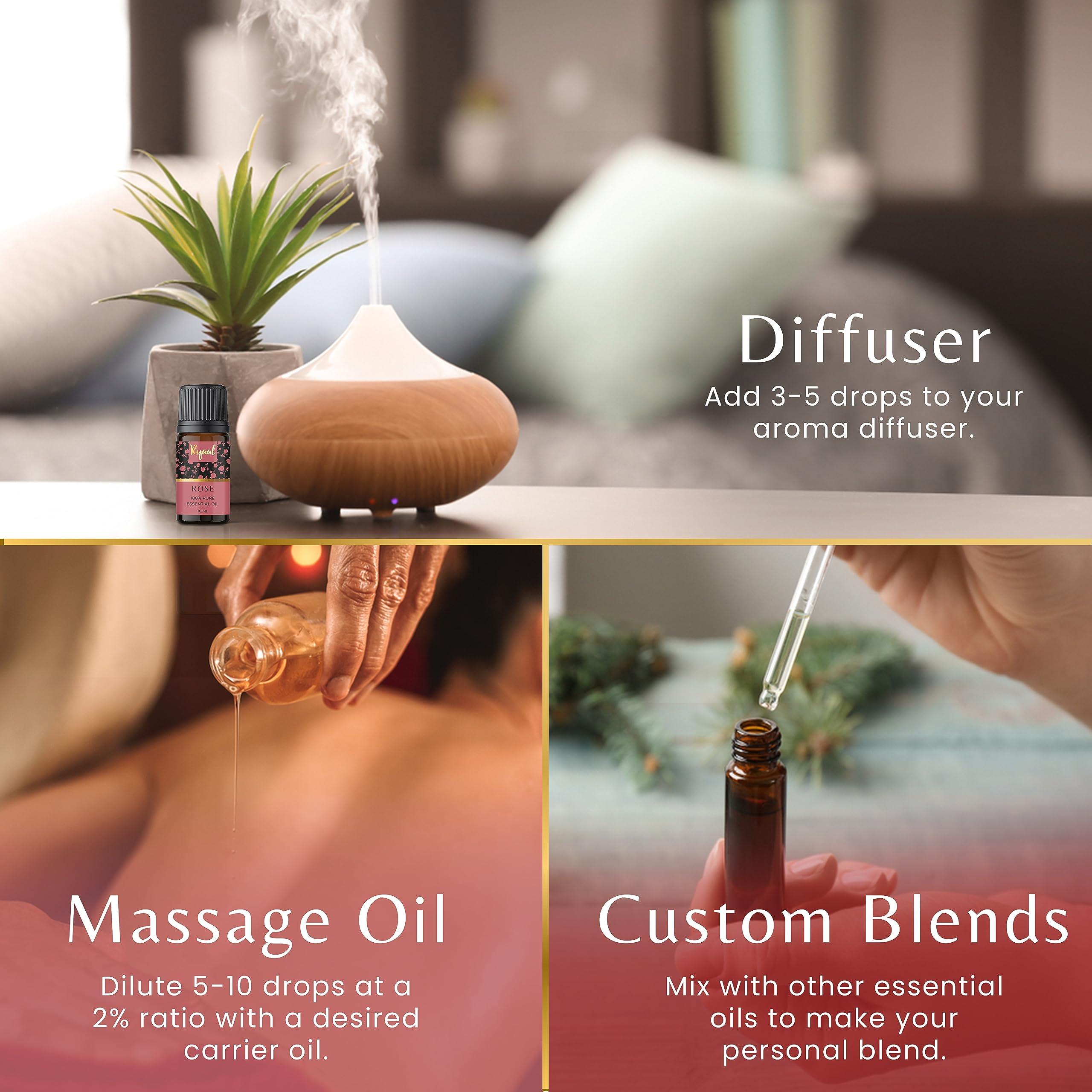 Ryaal Ryaal Essential Oils Rosemary, Tea Tree, Lemon, Rose, Lavender, Jasmine, Orange, Cinnamon & Sandalwood | Skin, Face, Hair, Diffuser & Aromatherapy | 9 in 1 Combo Pack 100% Pure & Natural 10 ml each