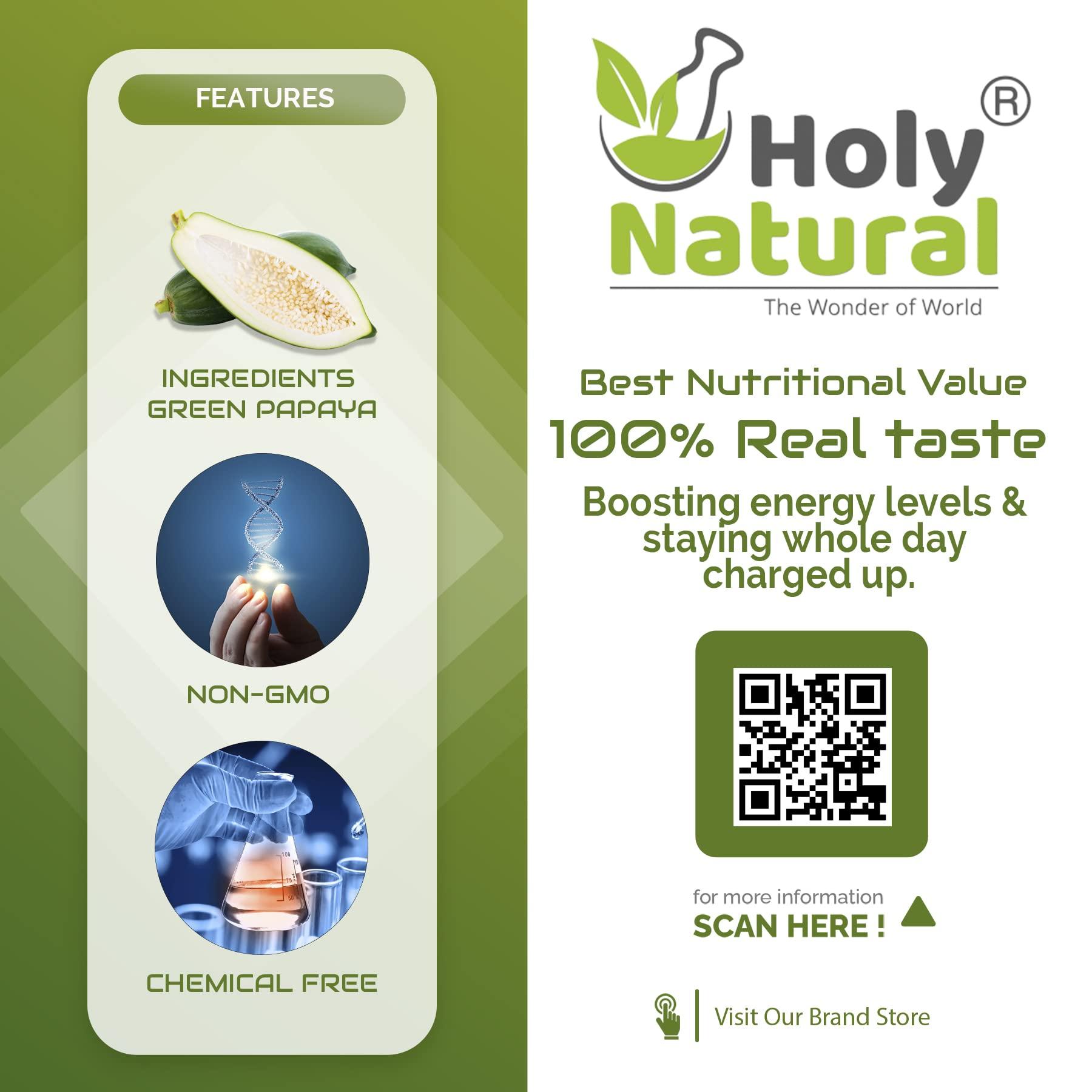 Holy Natural - The Wonder of World Holy Natural Green Papaya Fruit Powder 250gm | Raw or Kaccha Papaya Powder, Edible Grade, Good Tenderizer | Gluten Free