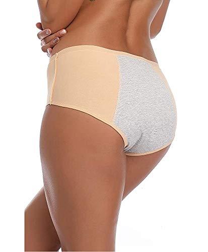 GLAMORAS GLAMORAS Women's Organic Cotton Period Menstrual Sanitary Leakproof Protective Panties Underwear(Pack of 2) Black/Beige, Qty 2, Free Size