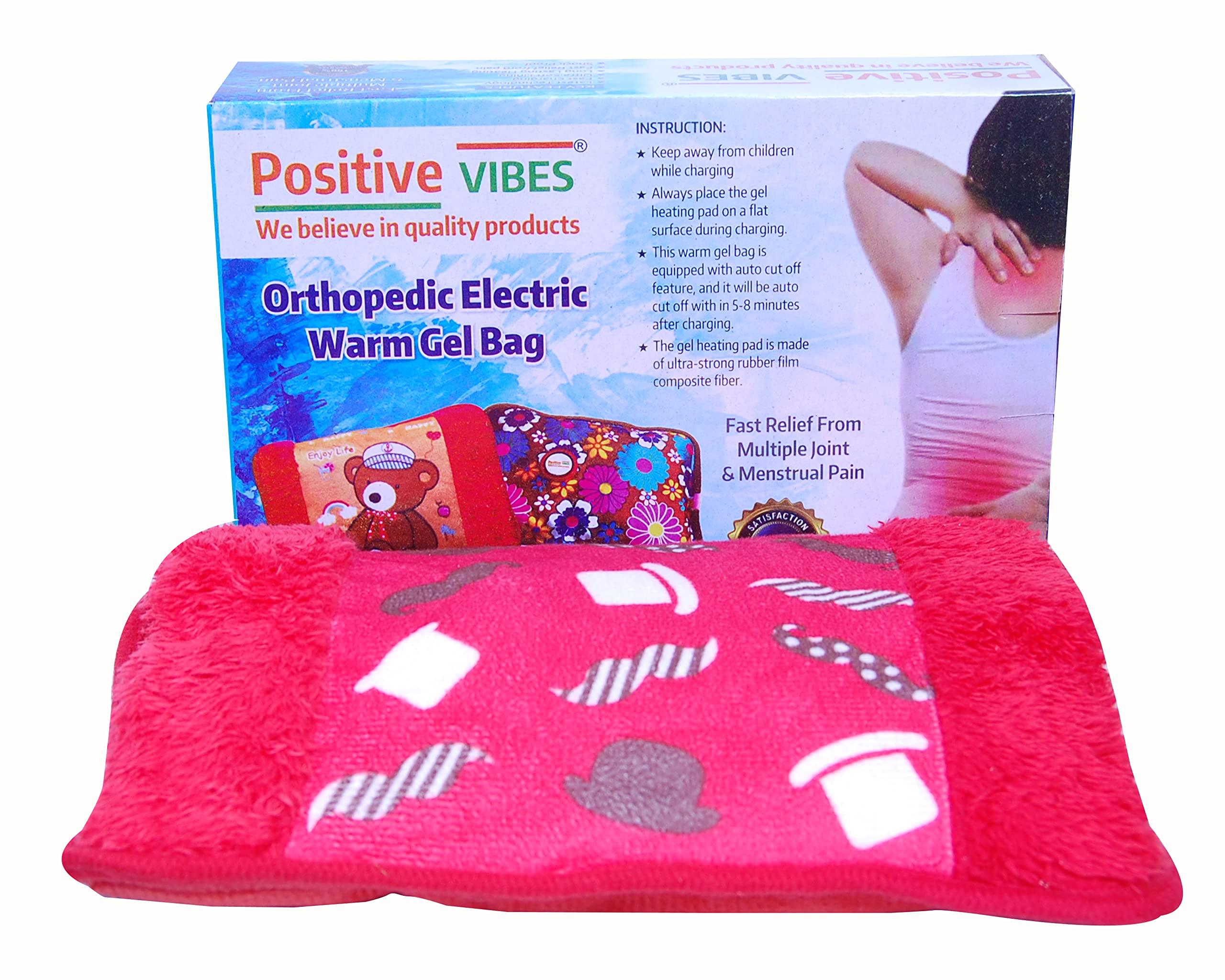 POSITIVE VIBES We Believe in Quality Products Hot water bags for pain relief, heating bag electric, Heating Pad-Heat Pouch Hot Water Bottle Bag, Electric Hot Water Bag,Heating Pad For Pain Relief- (red wit cap)