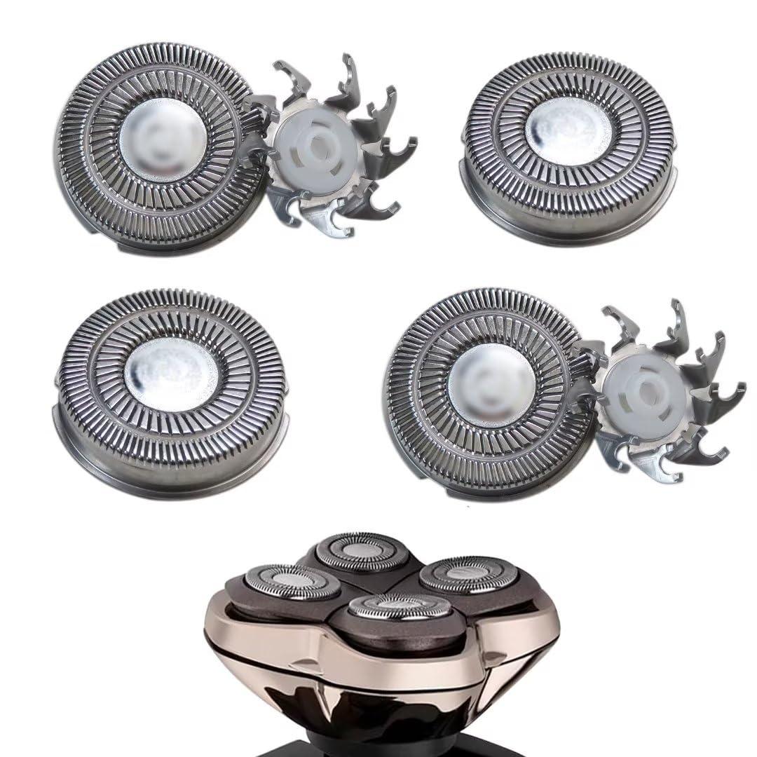 BLUE ELF 4Pcs Shaver Head Blades Replacement for Skull Shaver Pitbull Silver PRO for Men,Wet/Dry 4 Razor Hair Trimmer