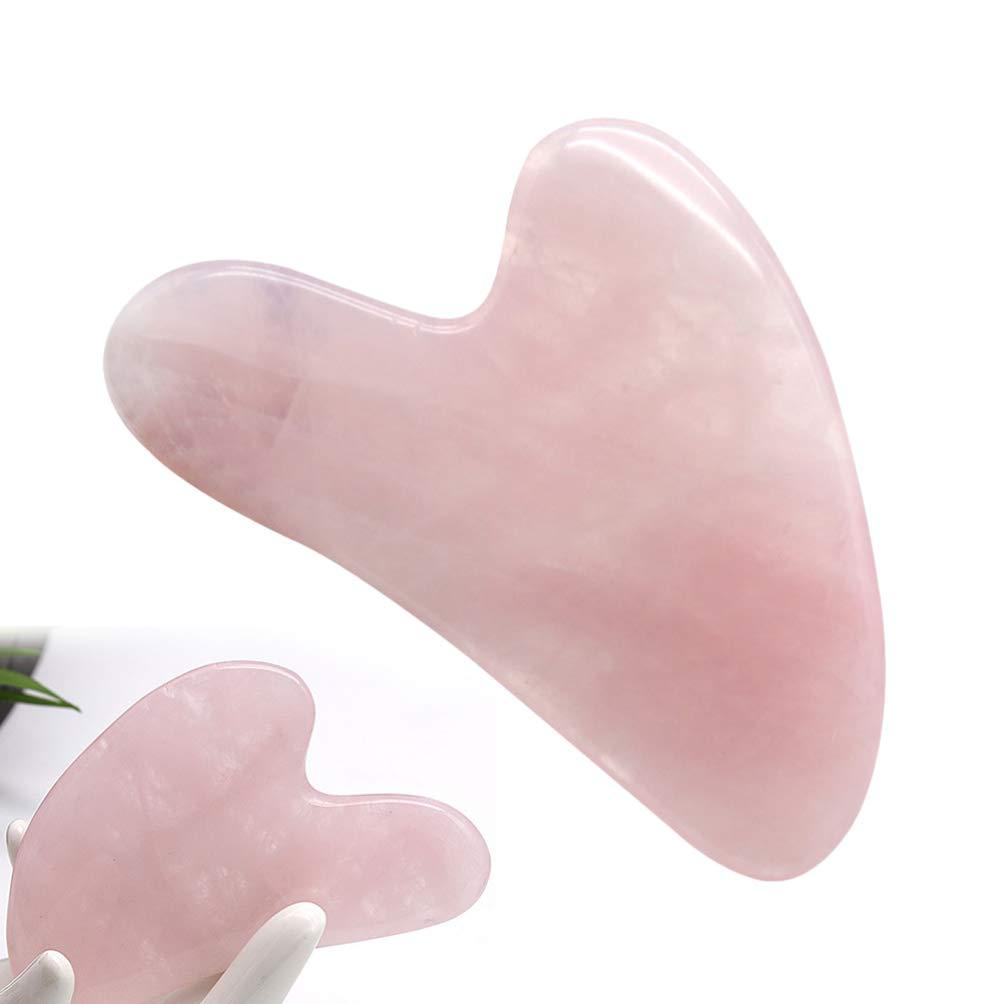 HEALLILY HEALLILY 2pcs Rose Quartz Tool Jade Stone Guasha Scraping Massage Tool Anti Aging Massage Tool SPA Body Skin