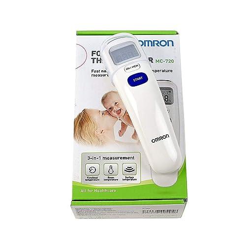 Omron Omron MC 720 Non Contact Digital Infrared Forehead Thermometer With 1 Second Quick Measurement, 3 in 1 Measurement Mode, Auto On/off & Backlight, White, (MC-720_Omron _AW)