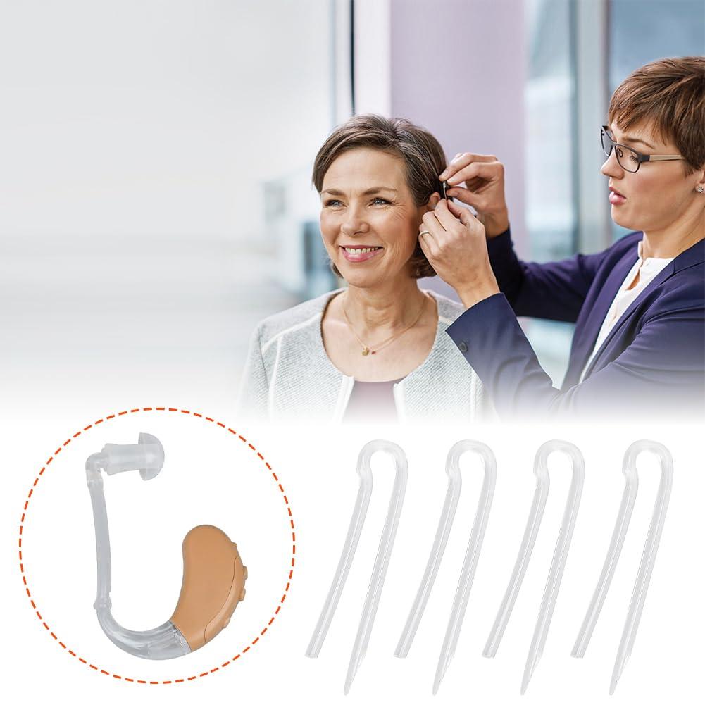 Tiiyee Preformed Sound Tube, Replacement BTE Earmold Amplifier Accessories Kit Tubing Replace Standard Prebent Flexible Medium Thick Tubes Eartips Domes Compatible with Most Hearing Aid Brands(3.3 * 2.0mm)