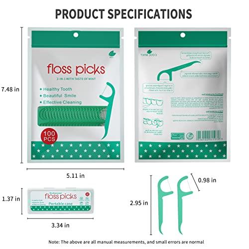 ZHOKSYI Mint Dental Floss Picks,Tooth Picks Flossers 400 Count with a Portable Travel Cases Floss(Mint, 400)