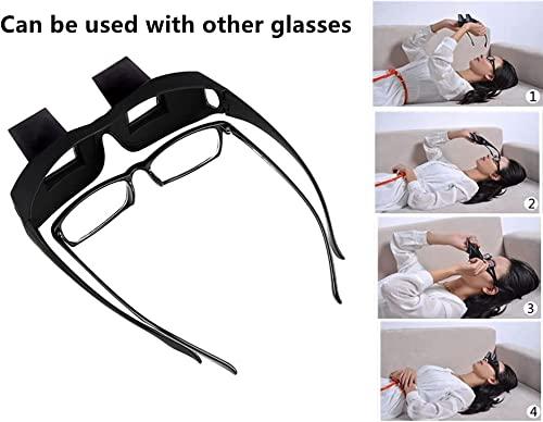 Flywindy Flywindy Horizontal Reading Glasses for Bedridden Readers Prism Glasses Reading in Bed Prevent Neck Fatigue Spectacles Lazy Glasses for Lying Down Reading and Watching TV in Bed, Black, 60MM