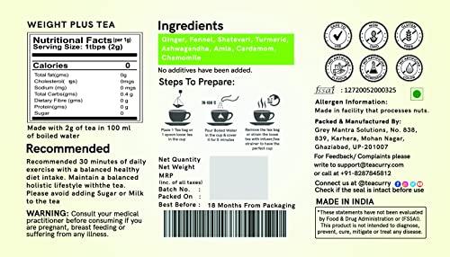 TEACURRY TEACURRY Weight Gain Tea 30 Tea Bags (1 Month Pack) Helps in Plus Mass - Men & Women | Green Tea for Weight Gain | increase Weight