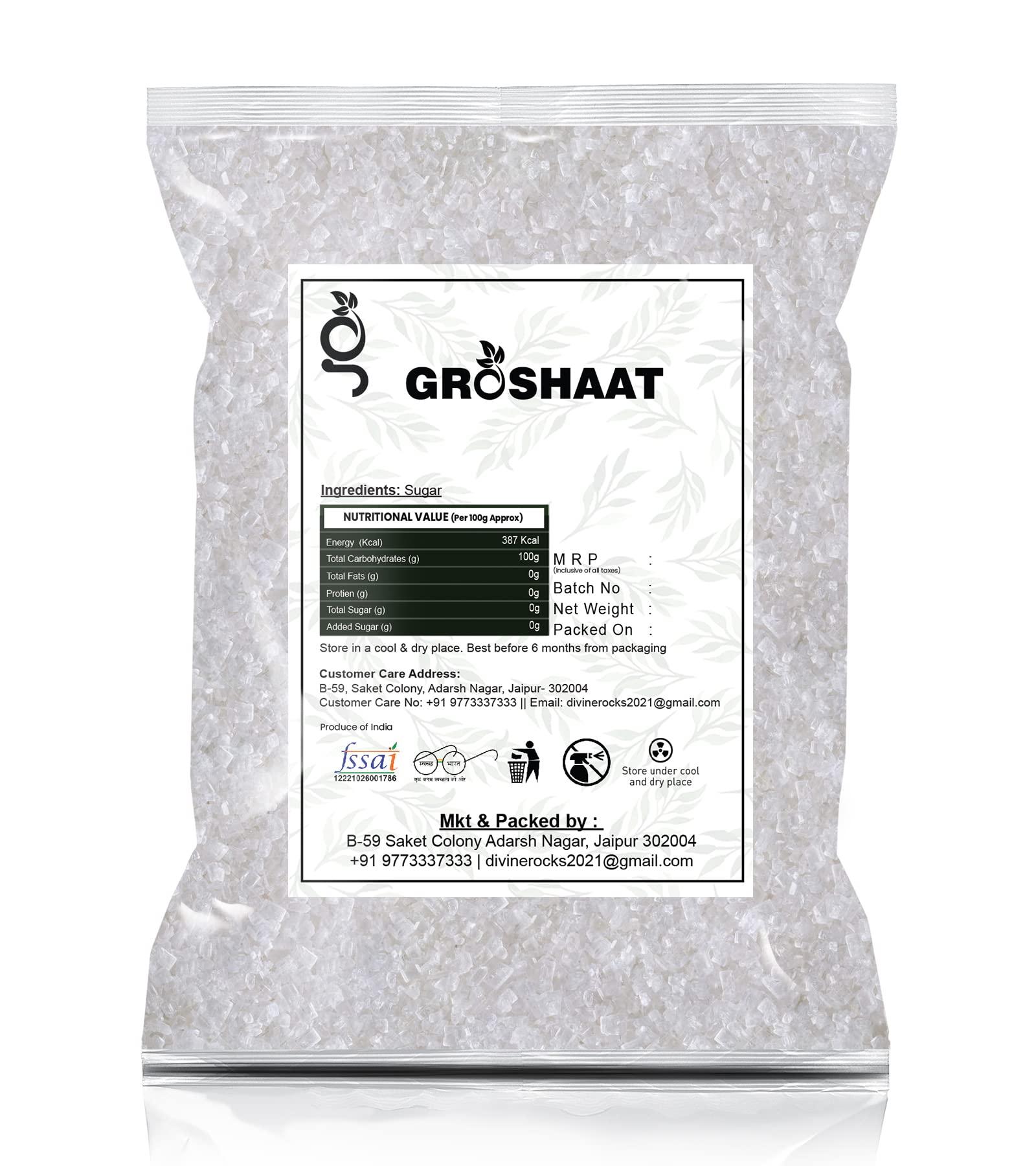 Groshaat Groshaat White Sugar (Chini/Shakkar) - 1Kg (Pack of 1) Natural & Refined Cane Sugar Rich in Minerals