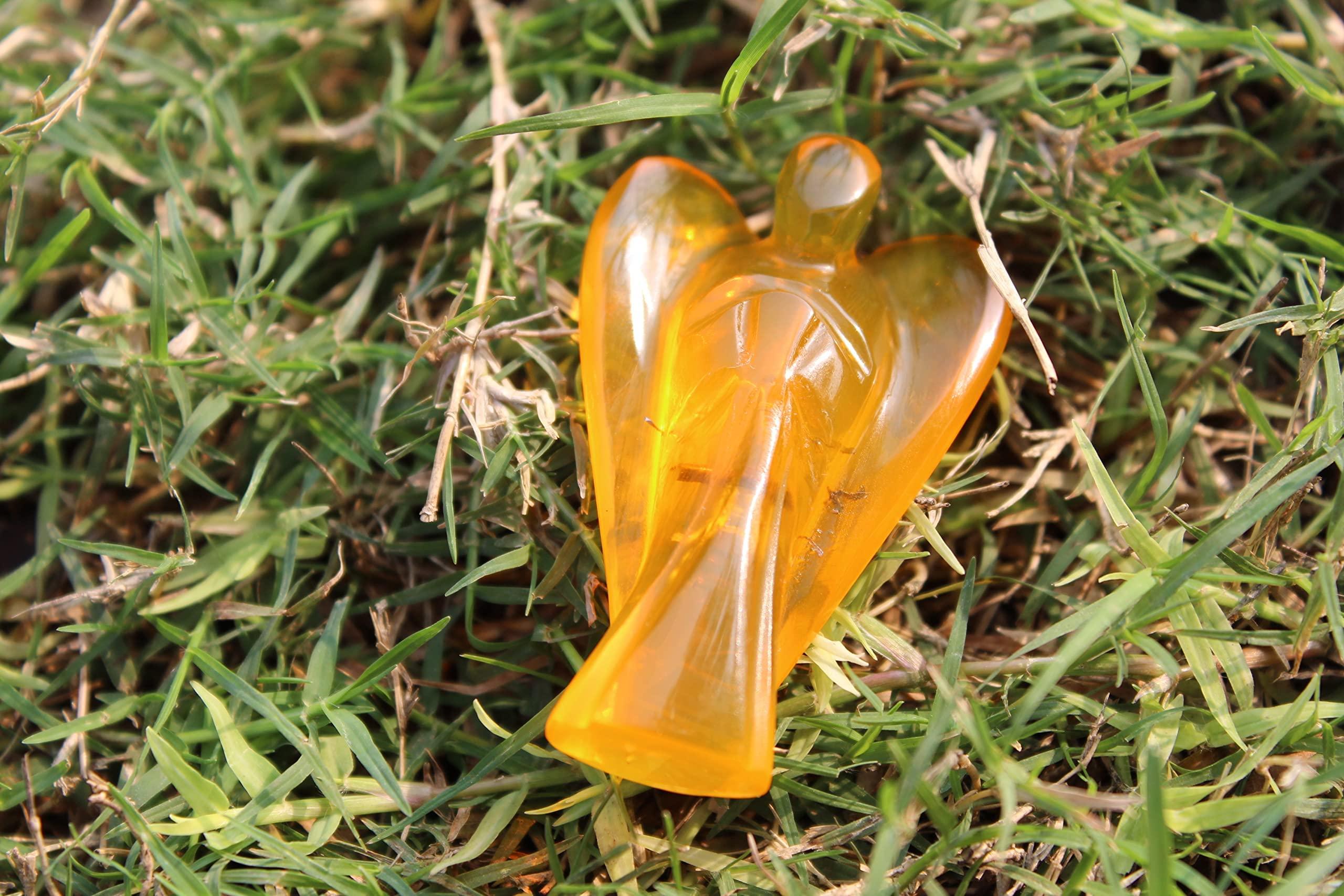 Jet International Jet Fantastic Amber 2 Inch Angel Crystal Therapy Healing Chakra Balancing