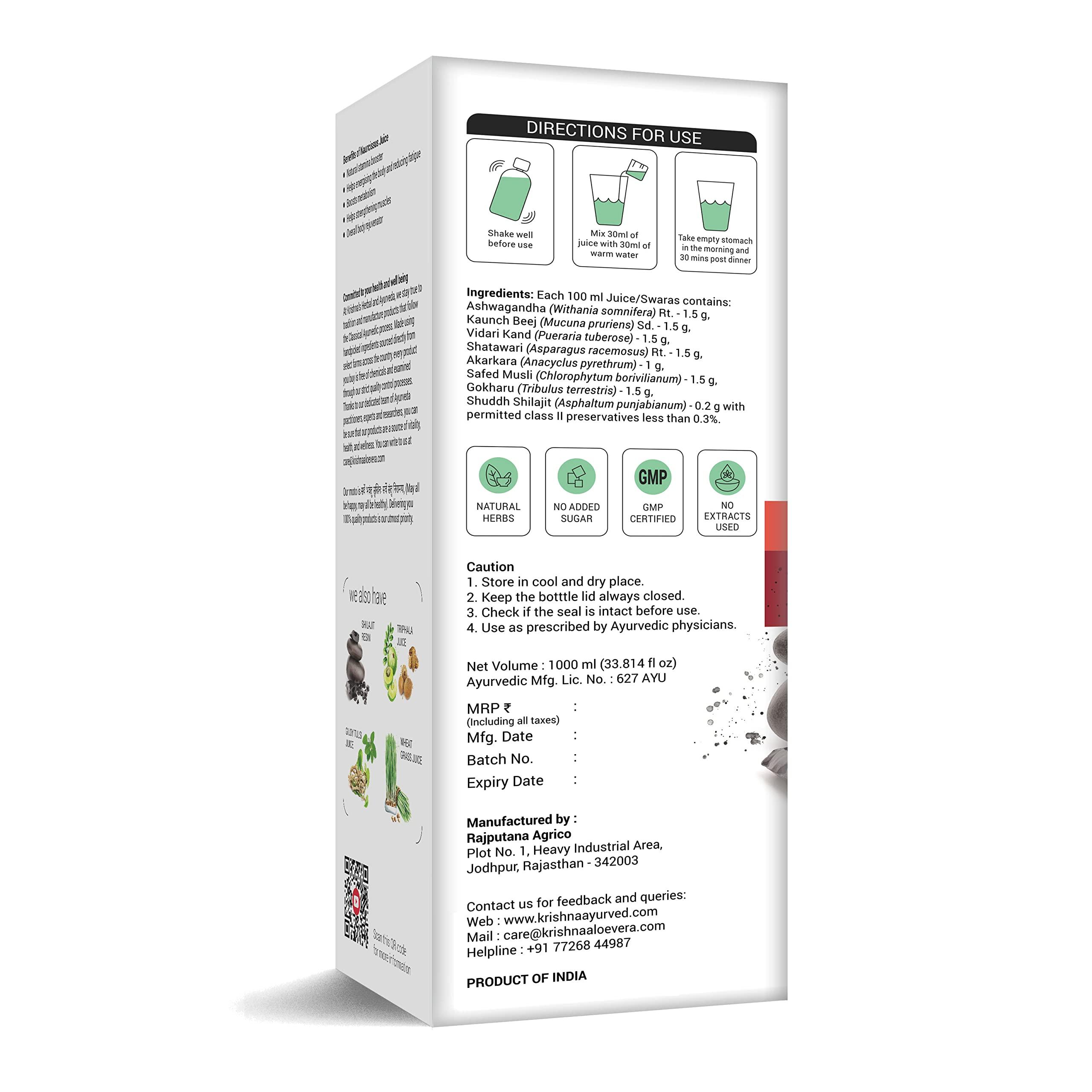 KRISHNA\'S HERBAL & AYURVEDA KRISHNA\'S HERBAL & AYURVEDA Krishna\'S Naurcissus Juice-1000 Ml Ayurvedic Ingredients Ashwagandha,Kaunch Beej,Vidari Kand,Shatawari,Akarkara,Safed Musli,Gokhru Etc Helps In Boosting Stamina