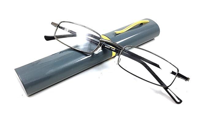 Bhavya Optic Bhavya Optic Reading Glasses with Metal Frame, Pen Style Case, Cleaning Cloth, Powers +1.00 to +3.00 (+2.50, Grey, 1)