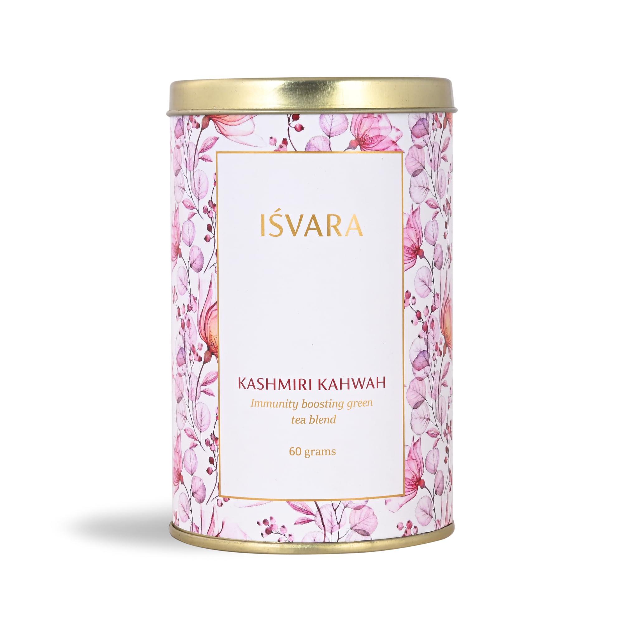 ISVARA ISVARA Green Tea - Kashmiri Kahwah Mix of Rose, Kashmiri Saffron with Cinnamon & Cardamom, Ultimate immunity booster 40gm