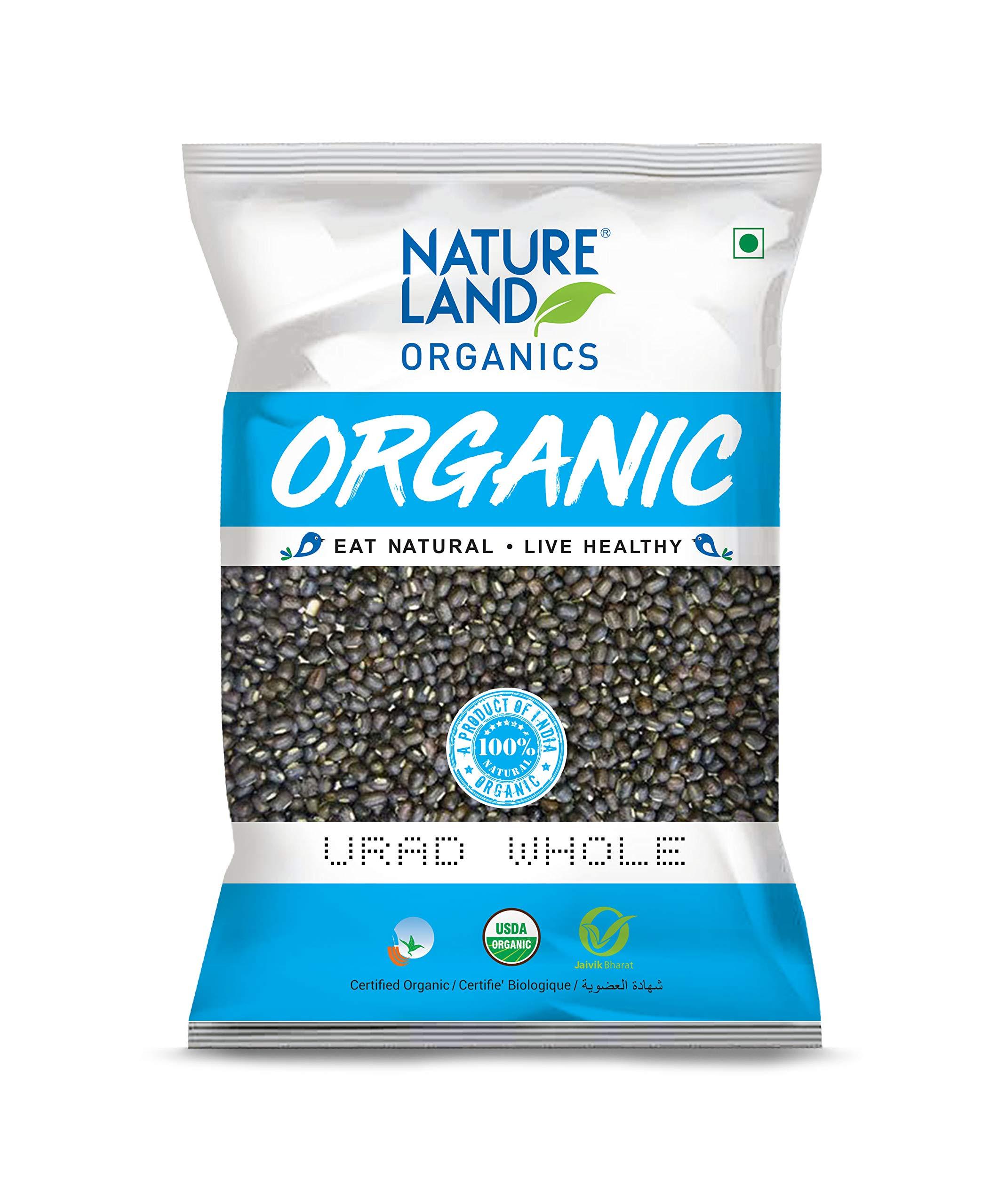 NATURELAND ORGANICS Natureland Organics Urad Whole / Sabut / Urad Kali Daal 1 Kg - Organic Healthy Pulses