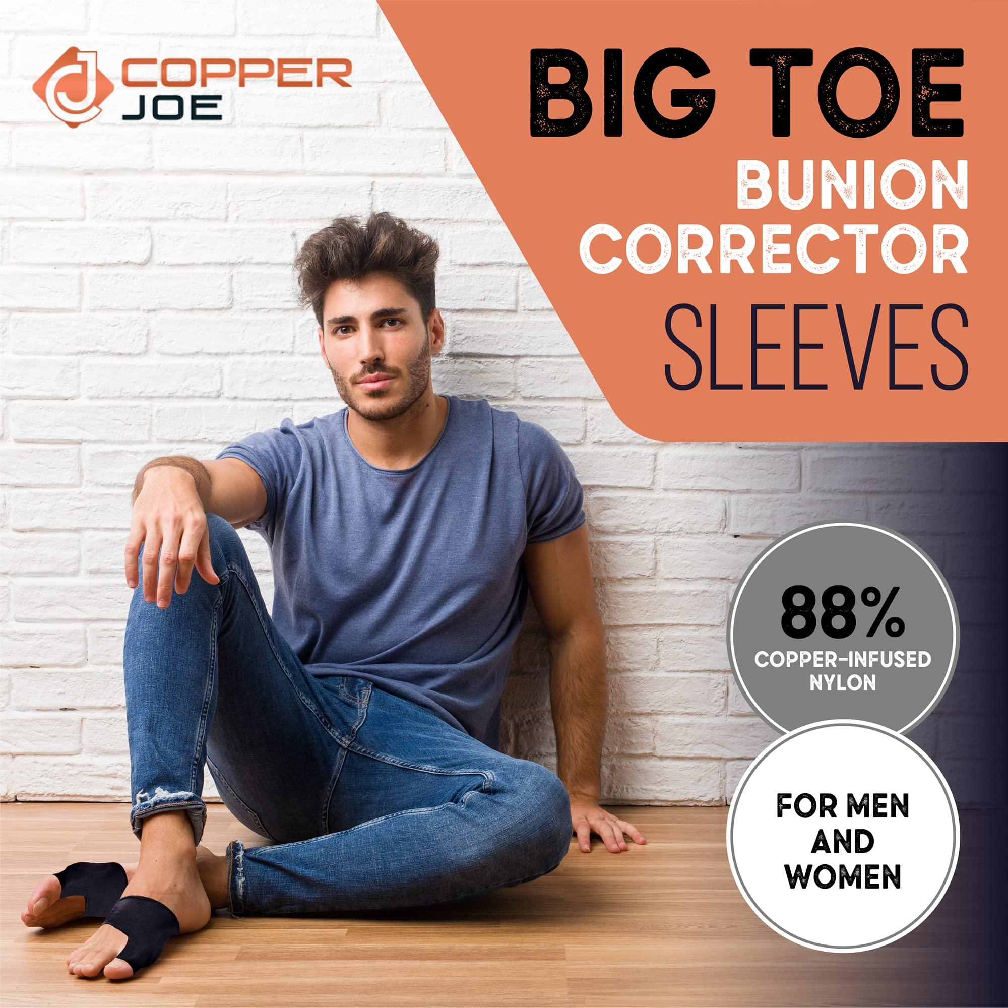 Copper Joe Copper Joe Bunion Corrector Relief Sleeve & Bunion Cushions Fit for Men Women- Compression Gel Pad - Hallux Valgus and Shoe Friction Protector - Elastic Bootie Guard, Shield, Cushion (2X-Large)
