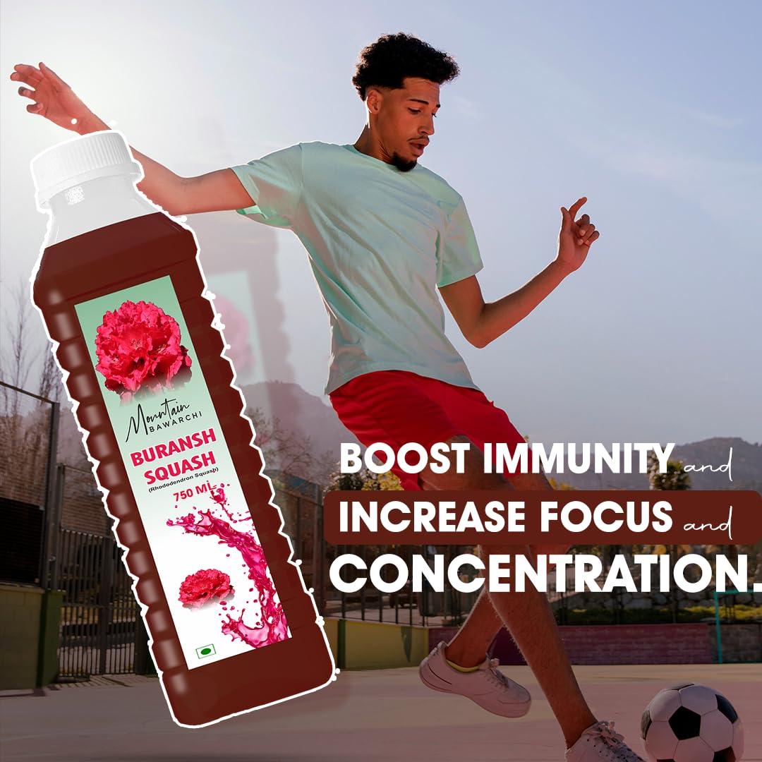 Mountain Bawarchi Mountain Bawarchi Buransh Squash Drink | Refreshing Rhododendron Juice | Ready to Serve | 750ml (Pack of 2)
