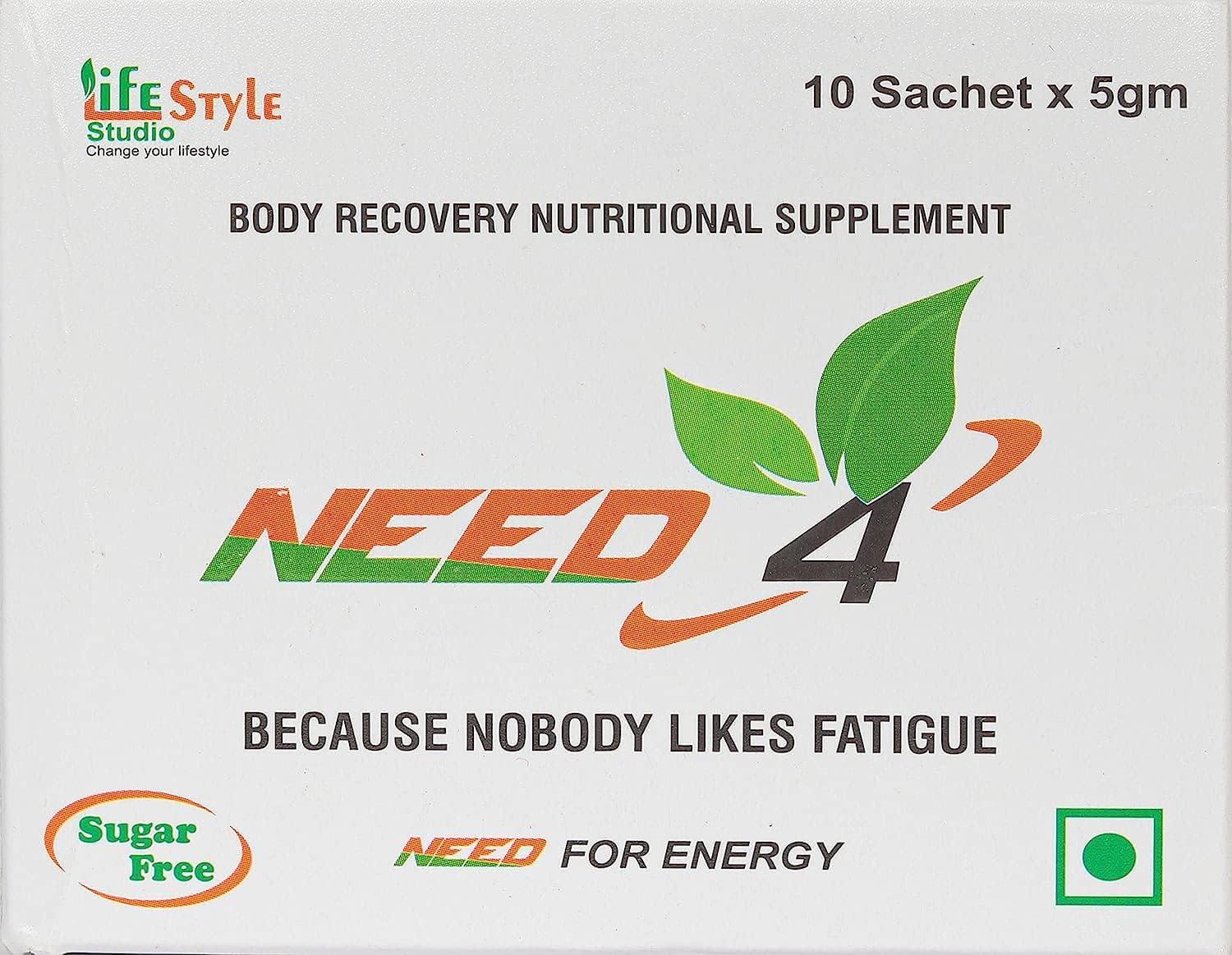 LIFE STYLE STUDIO Need 4 Energy Powder Sachet Body Recovery Nutritional Supplement (Each Sachet 5 Grams) (10 Sachet)