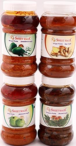 SWEET MAGIC SWEETMAGIC Mango Pickle(250g),AMLA Pickle(250g),Ginger Pickle(250g) & GONGURA Pickle(250g) || Homemade Organic Achar || Pure Healthy Freshly Made || Pack of 4
