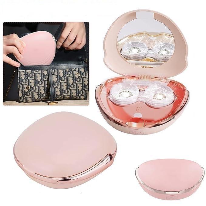 ZURITY ZURITY Portable Ultrasonic Contact Lens Cleaner Machine With USB Charging Cable Automatic Soft/Hard/Contact/Colored Lens Cleaner With Mirror (Pack of 1,Multicolor)