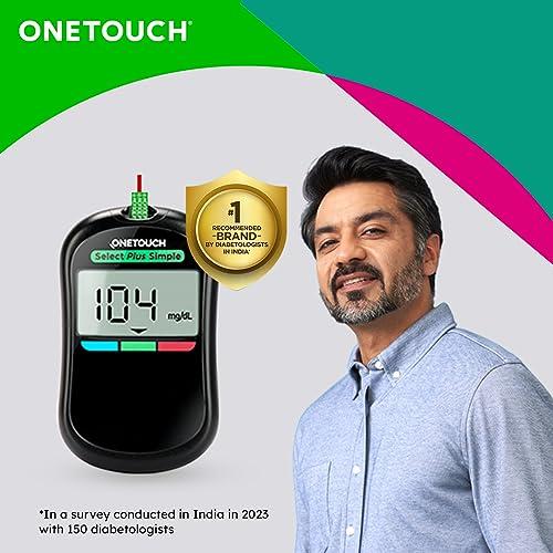 OneTouch OneTouch Select Plus Test Strips | Pack of 50 Strips with 50 OneTouch Ultrasoft Lancets | Blood Sugar Test Machine Testing Strips | For use with OneTouch Select Plus Simple Glucometer